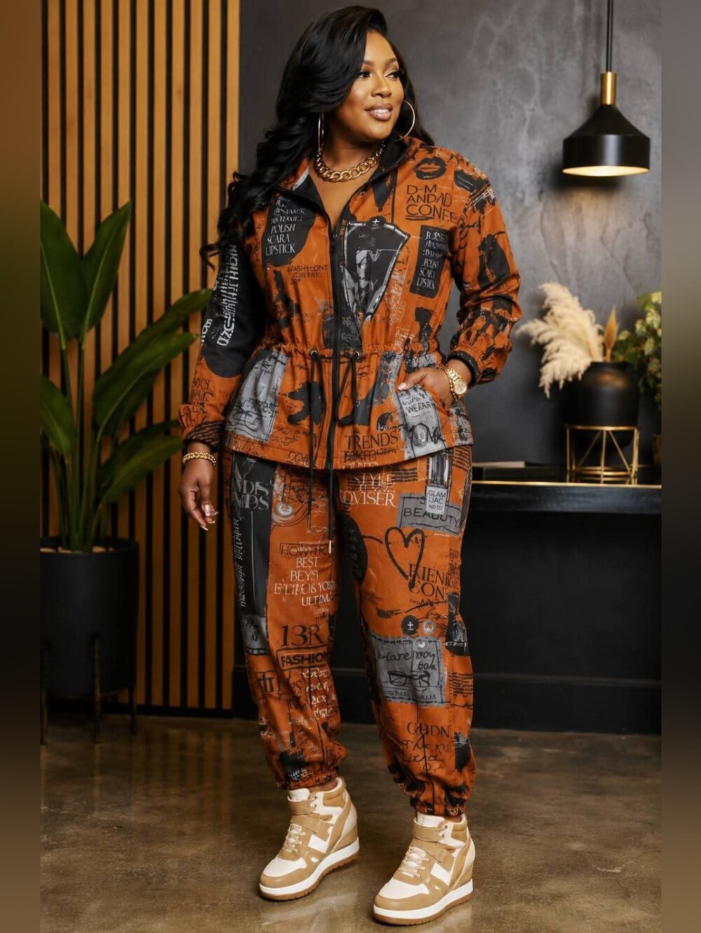 NWOT Graphic Print Jogger Track Suit